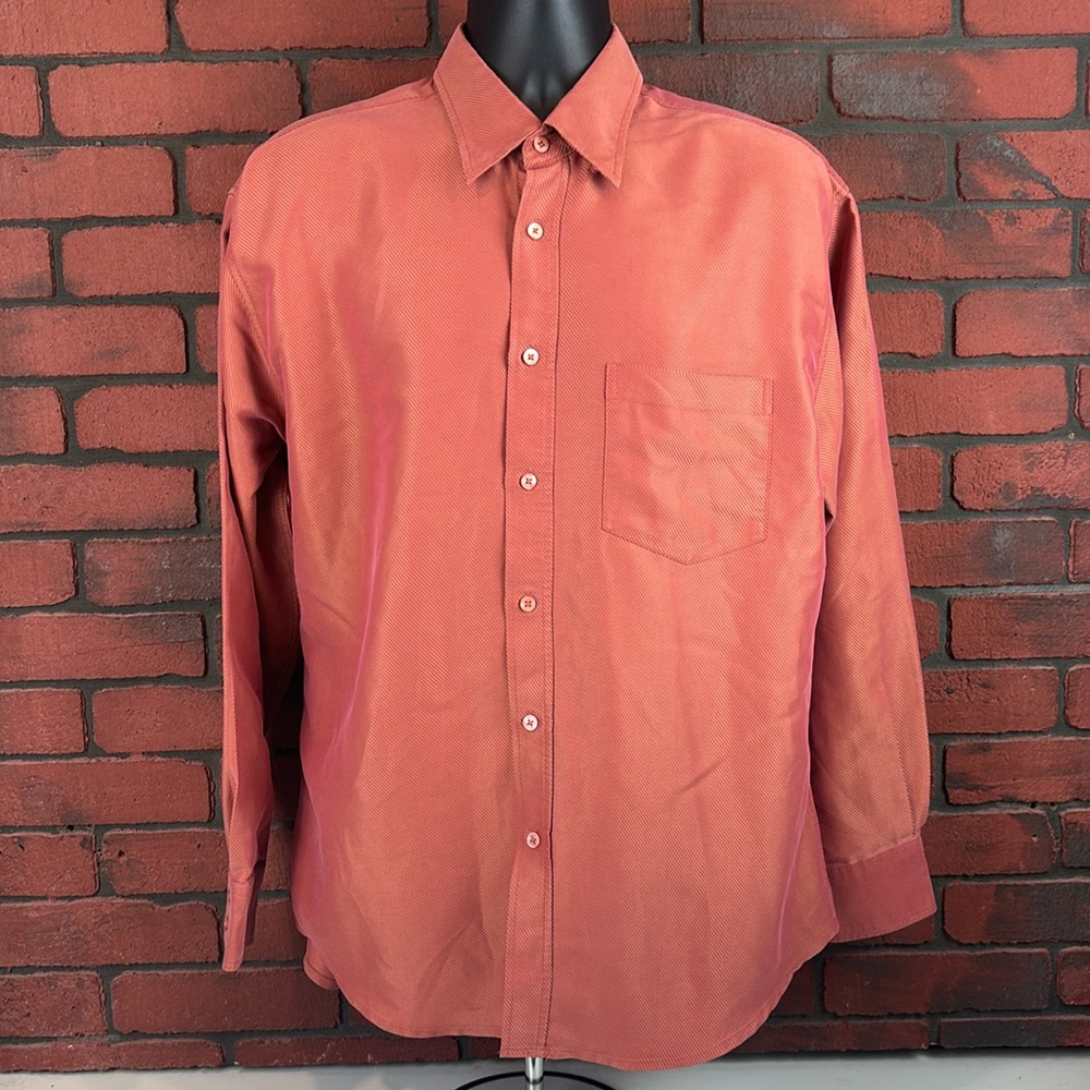 Bugatchi Shirt Mens Large Orange